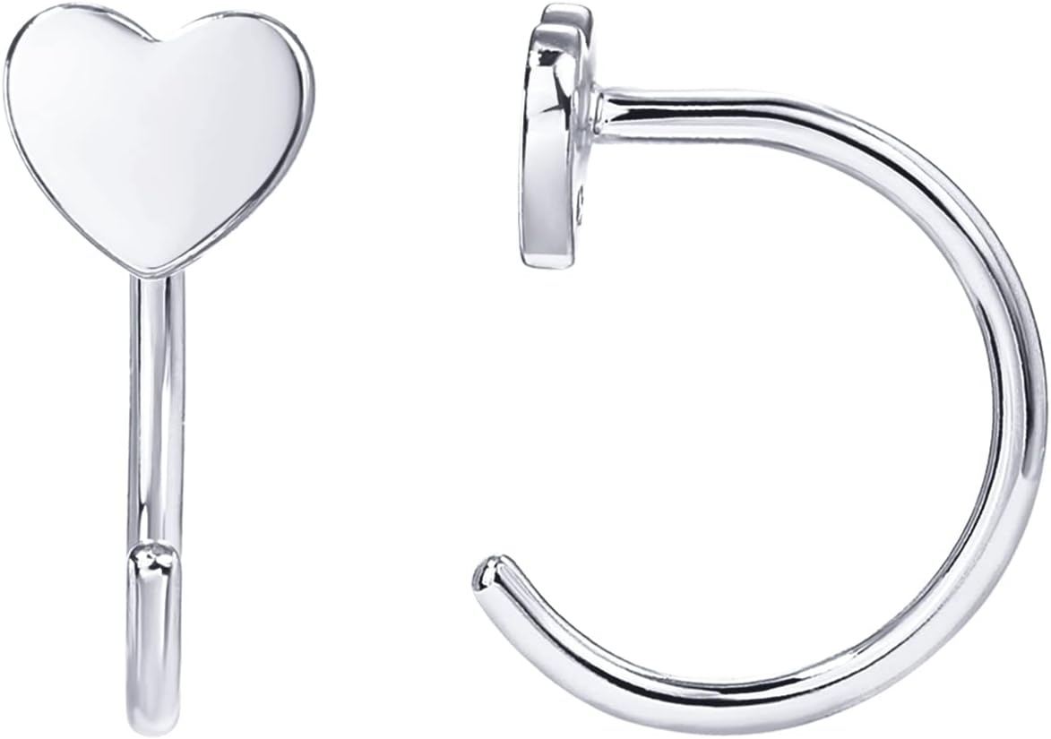 image:imagePAVOI 925 Sterling Silver Huggie Half Hoop Earrings Hypoallergenic Minimalist Tiny Cartilage EarringWhite Gold