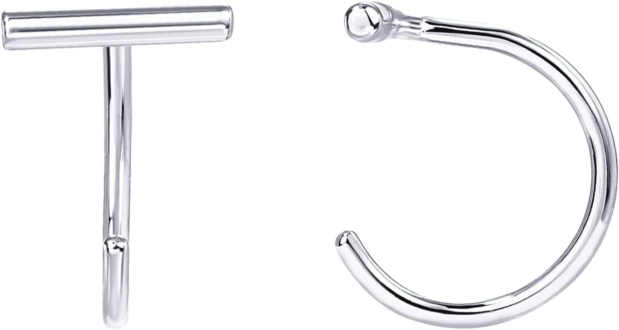image:imagePAVOI 925 Sterling Silver Huggie Half Hoop Earrings Hypoallergenic Minimalist Tiny Cartilage EarringWhite Gold