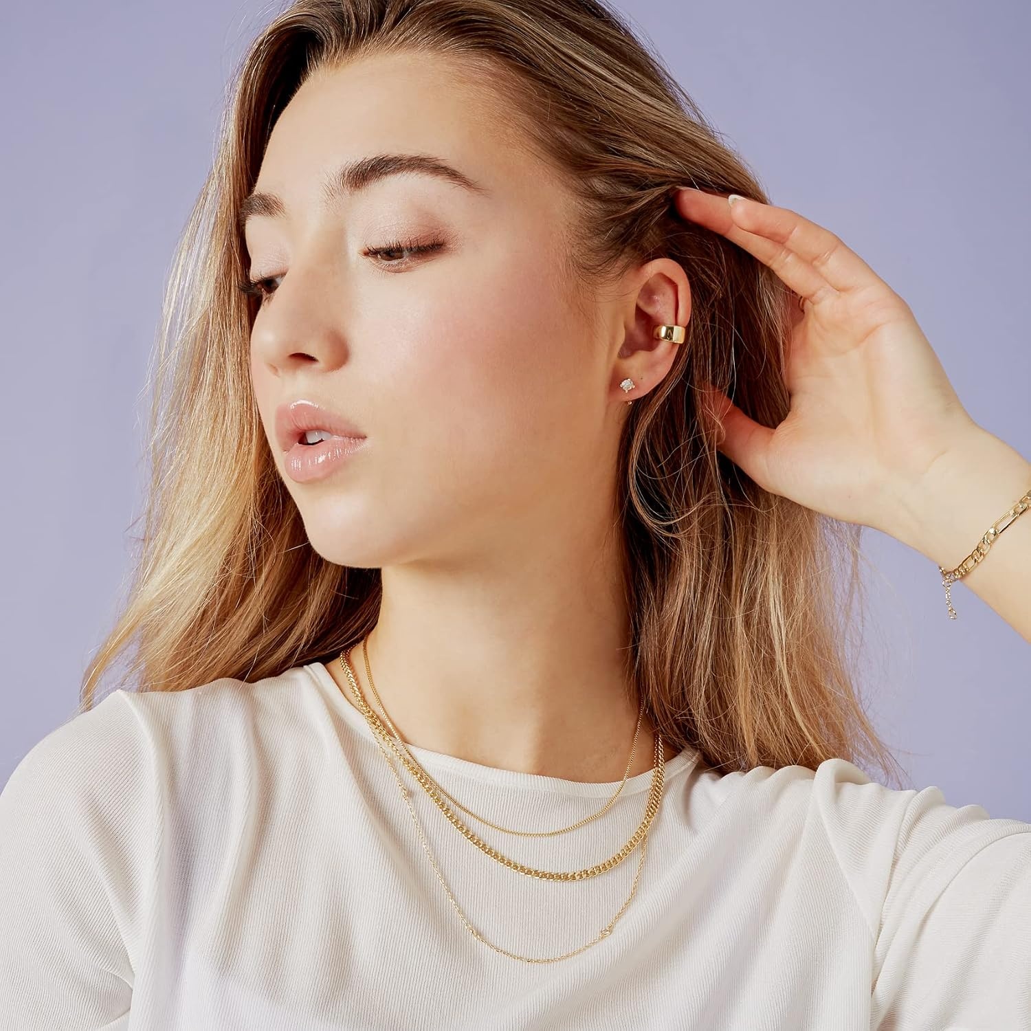 image:imagePAVOI 925 Sterling Silver Huggie Half Hoop Earrings Hypoallergenic Minimalist Tiny Cartilage EarringWhite Gold