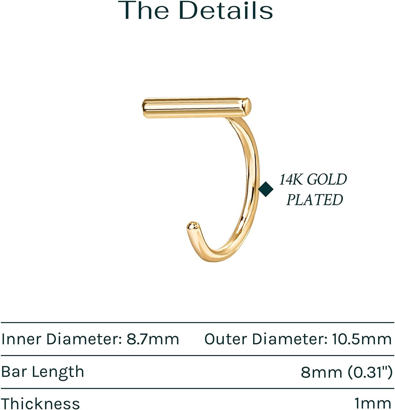 image:imagePAVOI 925 Sterling Silver Huggie Half Hoop Earrings Hypoallergenic Minimalist Tiny Cartilage EarringYellow Gold