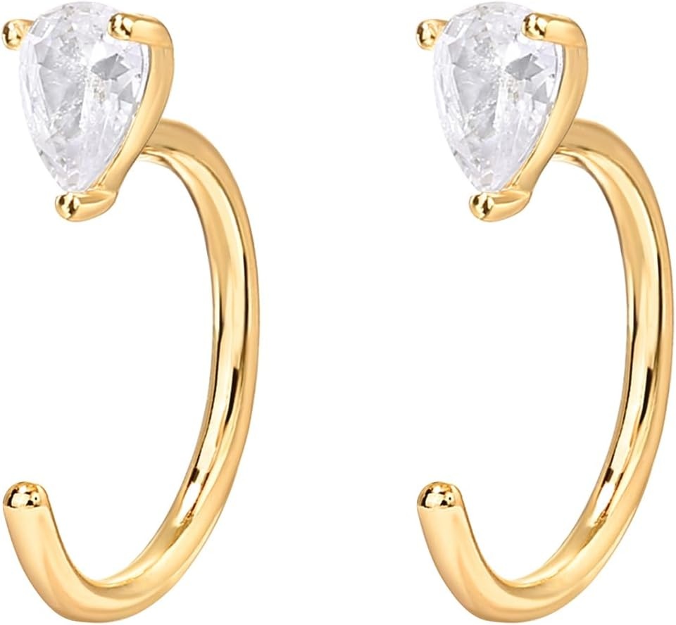 image:imagePAVOI 925 Sterling Silver Huggie Half Hoop Earrings Hypoallergenic Minimalist Tiny Cartilage EarringYellow Gold