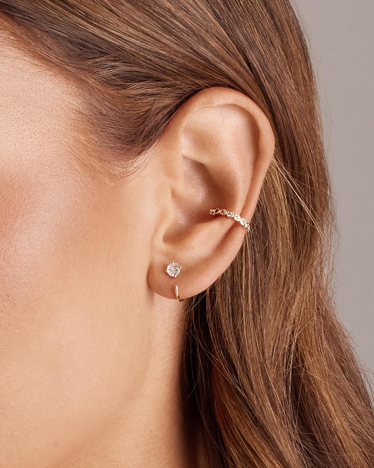 image:imagePAVOI 925 Sterling Silver Huggie Half Hoop Earrings Hypoallergenic Minimalist Tiny Cartilage EarringYellow Gold