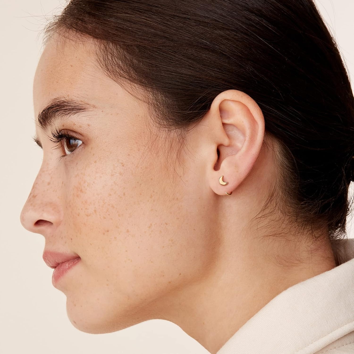 image:imagePAVOI 925 Sterling Silver Huggie Half Hoop Earrings Hypoallergenic Minimalist Tiny Cartilage EarringYellow Gold