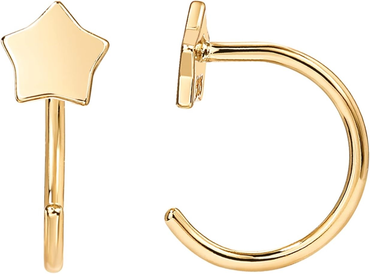 image:imagePAVOI 925 Sterling Silver Huggie Half Hoop Earrings Hypoallergenic Minimalist Tiny Cartilage EarringYellow Gold