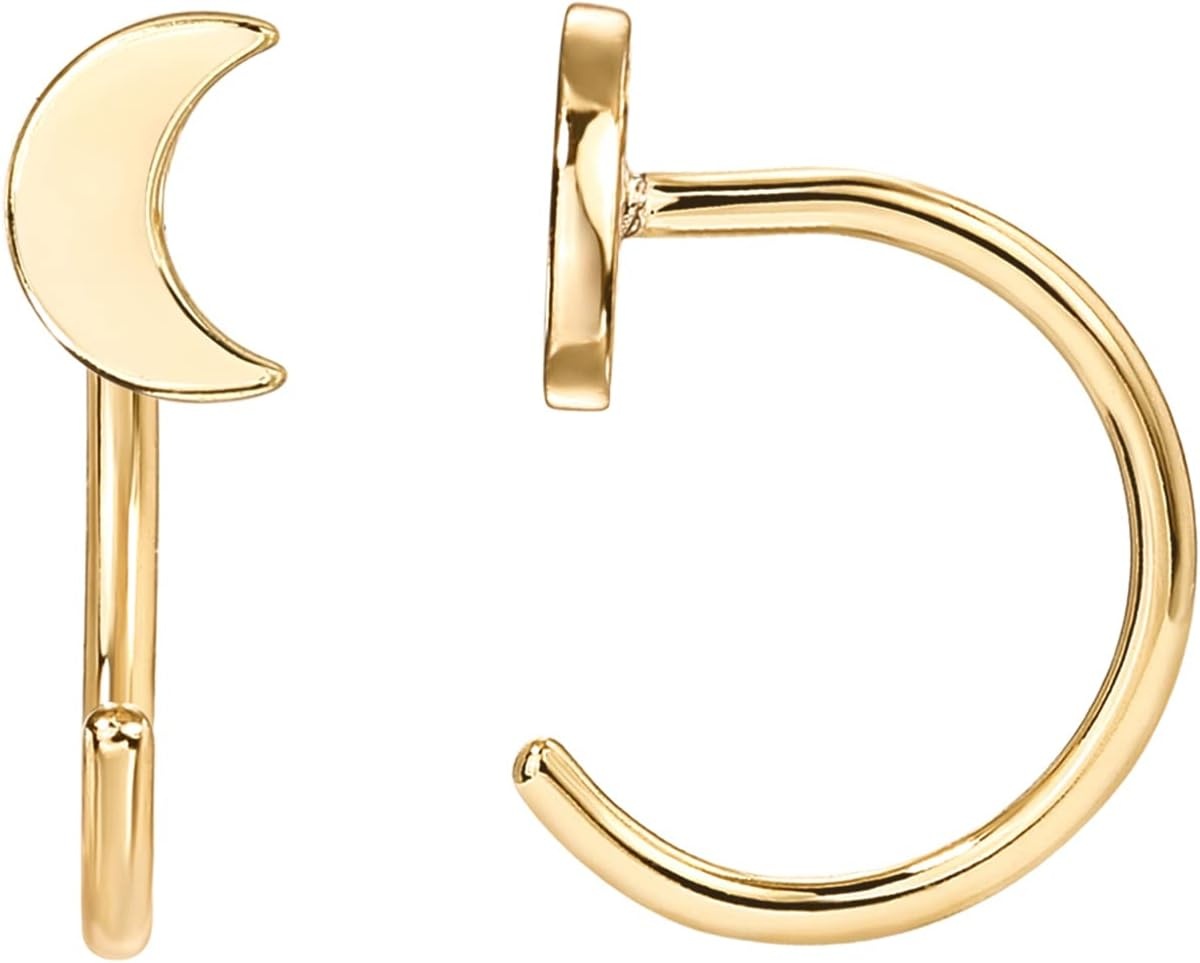 image:imagePAVOI 925 Sterling Silver Huggie Half Hoop Earrings Hypoallergenic Minimalist Tiny Cartilage EarringYellow Gold