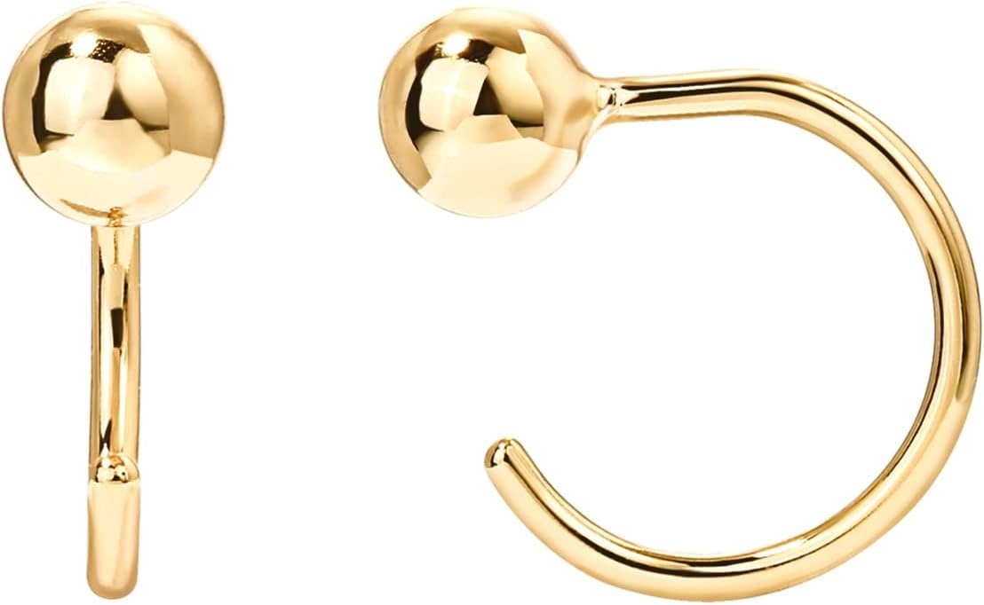 image:imagePAVOI 925 Sterling Silver Huggie Half Hoop Earrings Hypoallergenic Minimalist Tiny Cartilage EarringYellow Gold