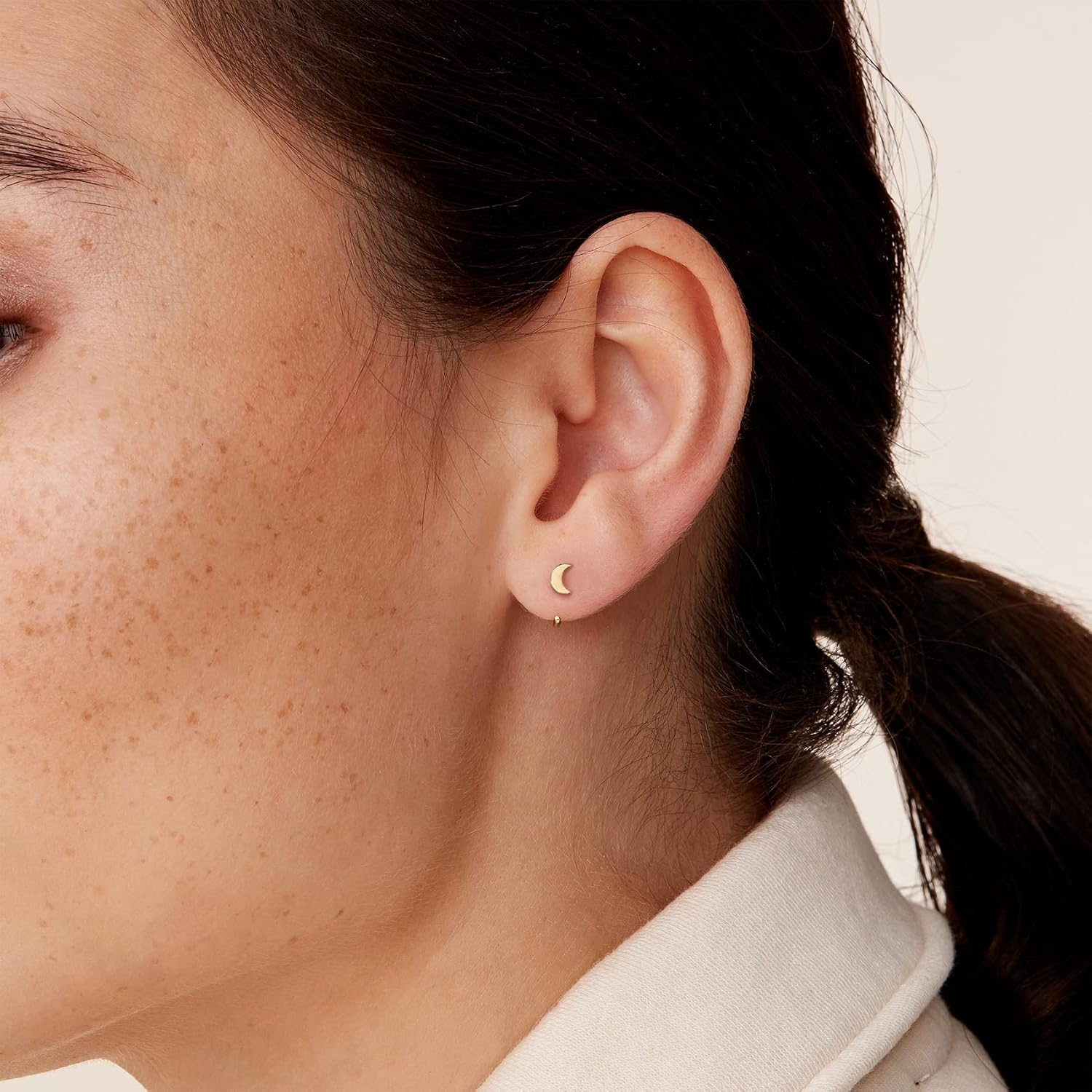 image:imagePAVOI 925 Sterling Silver Huggie Half Hoop Earrings Hypoallergenic Minimalist Tiny Cartilage EarringYellow Gold