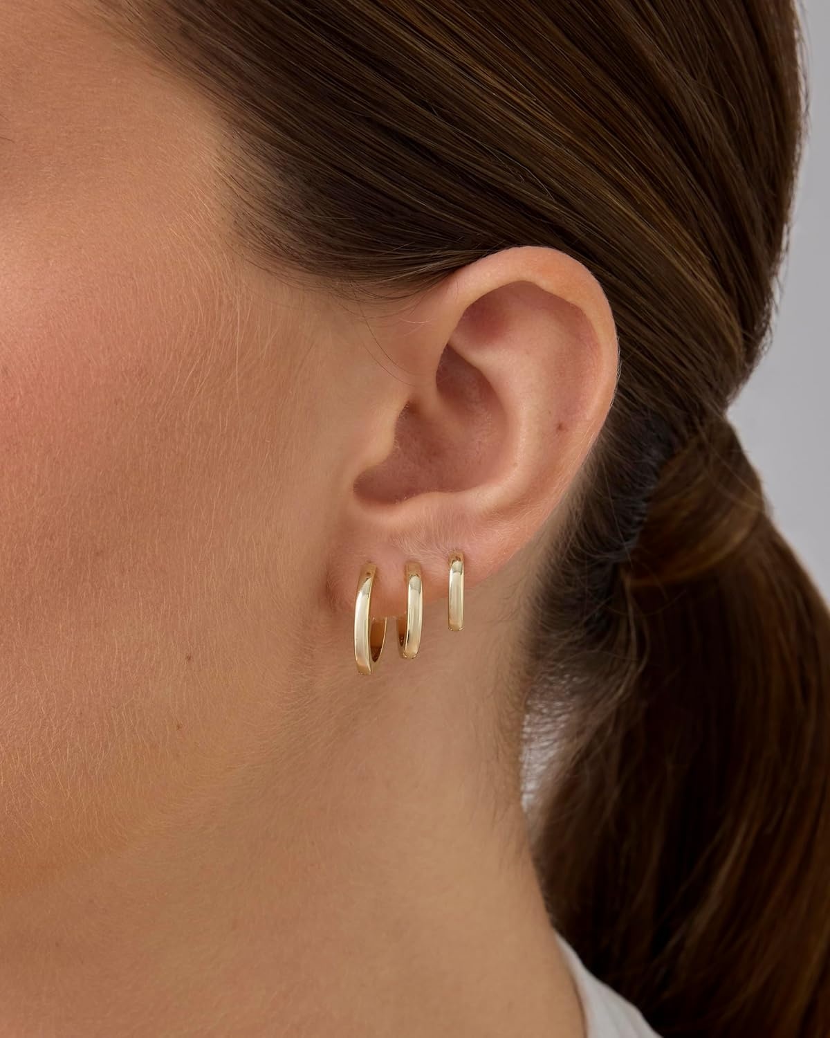 image:imagePAVOI Gold Hoop Earrings for Women 14K Gold Plated 925 Sterling Silver Posts 3 Pairs Hoop Earrings Set for Women Hypoallergenic Huggie Earring PackPlain
