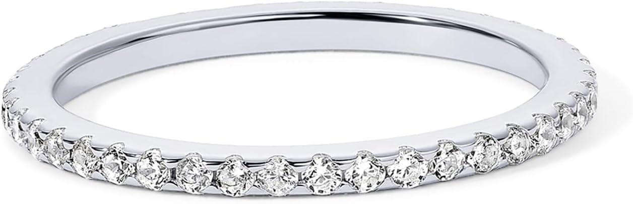 image:imagePAVOI Gold Plated Solid 925 Sterling Silver CZ Simulated Diamond Stackable Ring Eternity Bands for Women1Pack White Gold