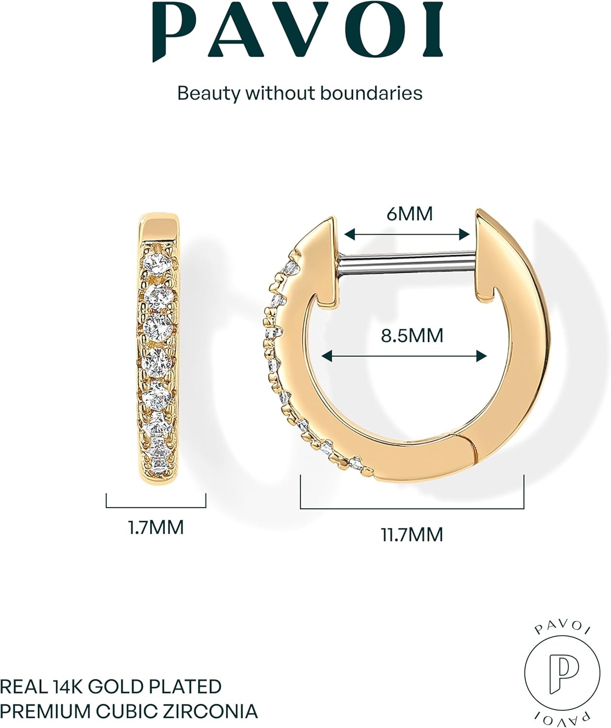 image:imagePAVOI Small Gold Hoop Earrings for Women 14K Gold Plated Huggie Earring Hypoallergenic Earring Set Dainty Huggie Hoops with 925 Sterling Silver Posts Cartilage Hoop EarringsWhite Gold