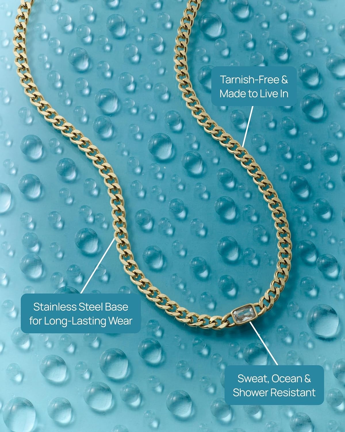 image:imagePAVOI Waterproof Chain Necklace for Women 14K Gold Plated Flat Curb Herringbone Snake Rope Figaro Cuban Link amp Paperclip Necklace Trendy Stainless Steel Chain Fashion JewelryYellow Gold