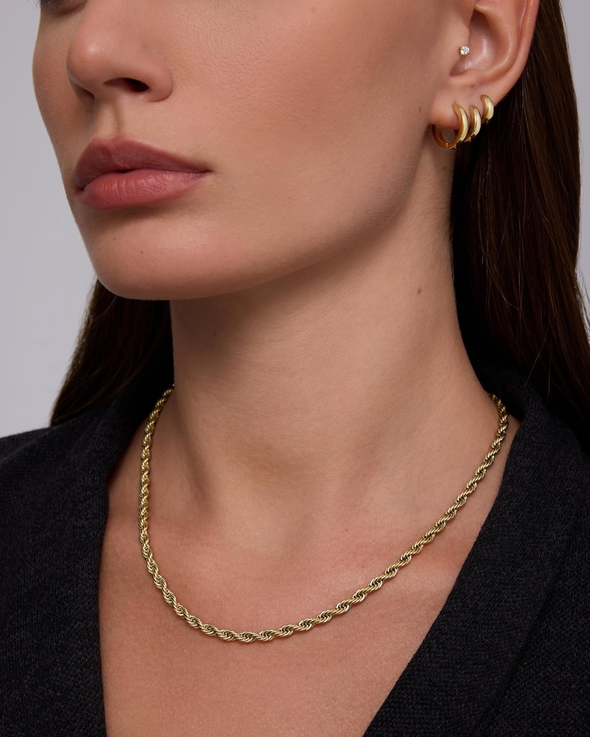 image:imagePAVOI Waterproof Chain Necklace for Women 14K Gold Plated Flat Curb Herringbone Snake Rope Figaro Cuban Link amp Paperclip Necklace Trendy Stainless Steel Chain Fashion JewelryYellow Gold