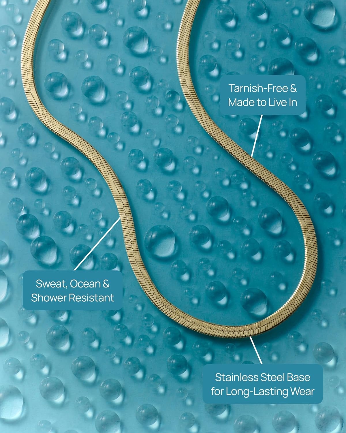 image:imagePAVOI Waterproof Chain Necklace for Women 14K Gold Plated Flat Curb Herringbone Snake Rope Figaro Cuban Link amp Paperclip Necklace Trendy Stainless Steel Chain Fashion JewelryYellow Gold