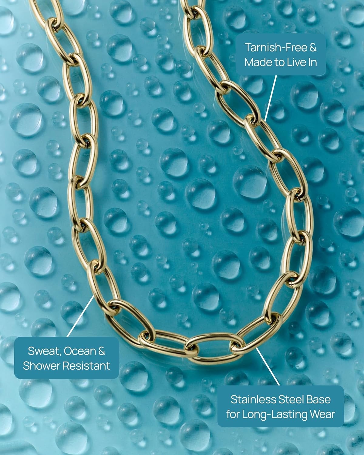 image:imagePAVOI Waterproof Chain Necklace for Women 14K Gold Plated Flat Curb Herringbone Snake Rope Figaro Cuban Link amp Paperclip Necklace Trendy Stainless Steel Chain Fashion JewelryYellow Gold
