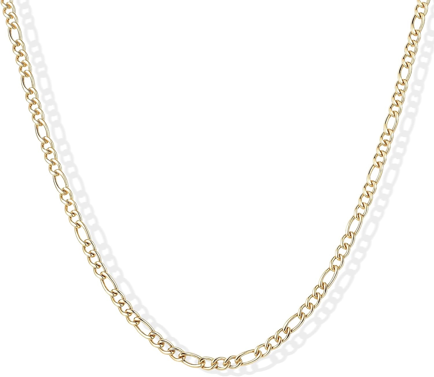 image:imagePAVOI Waterproof Chain Necklace for Women 14K Gold Plated Flat Curb Herringbone Snake Rope Figaro Cuban Link amp Paperclip Necklace Trendy Stainless Steel Chain Fashion JewelryYellow Gold