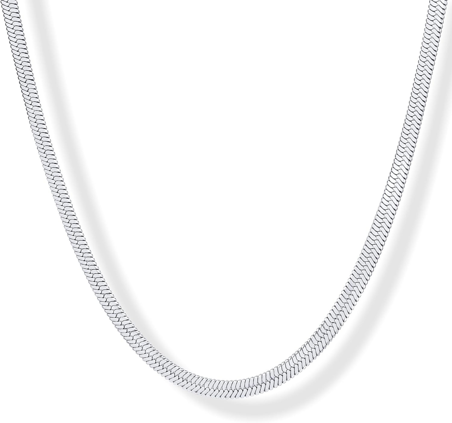 image:imagePAVOI Waterproof Chain Necklace for Women 14K Gold Plated Flat Curb Herringbone Snake Rope Figaro Cuban Link amp Paperclip Necklace Trendy Stainless Steel Chain Fashion JewelryWhite Gold