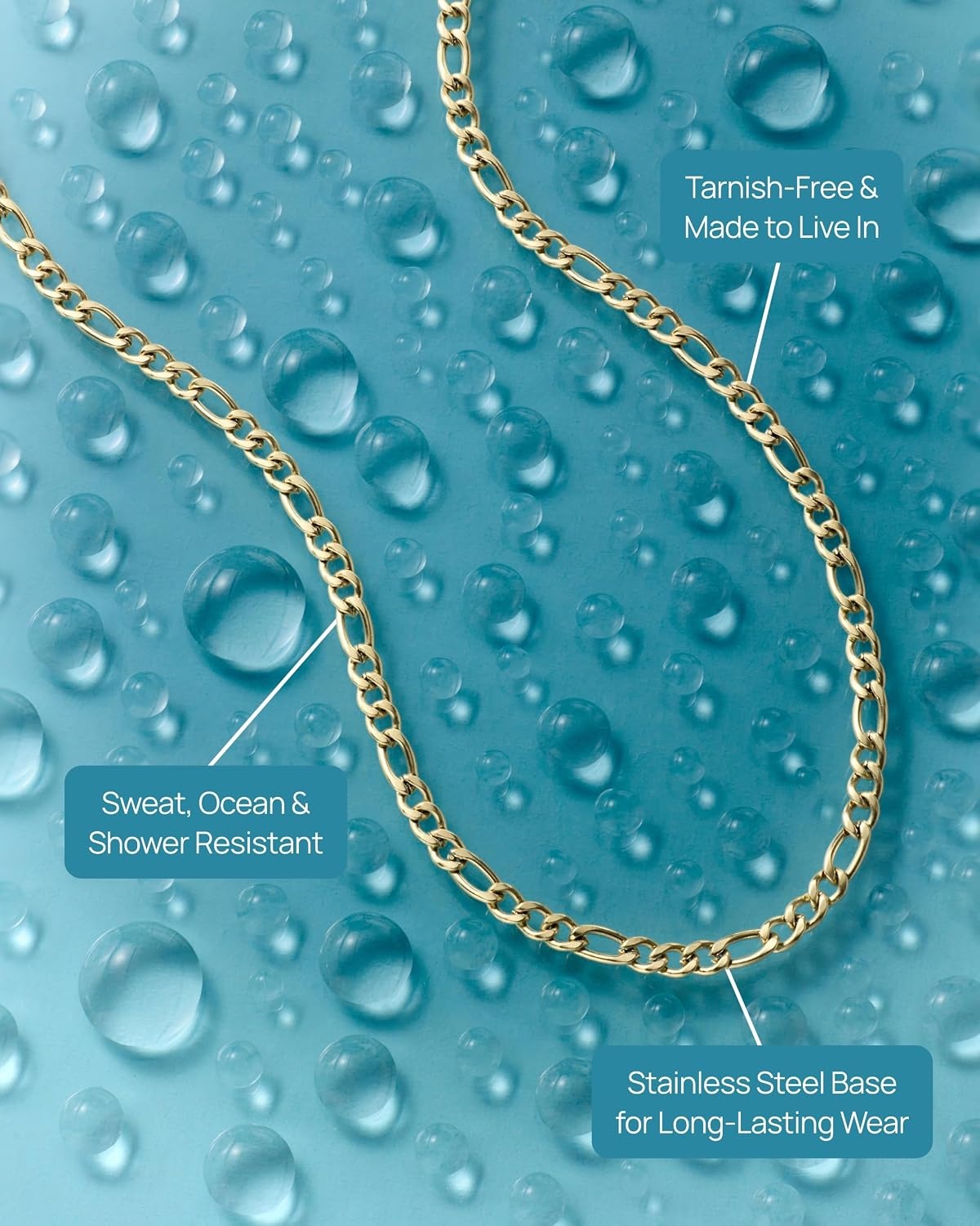 image:imagePAVOI Waterproof Chain Necklace for Women 14K Gold Plated Flat Curb Herringbone Snake Rope Figaro Cuban Link amp Paperclip Necklace Trendy Stainless Steel Chain Fashion JewelryYellow Gold