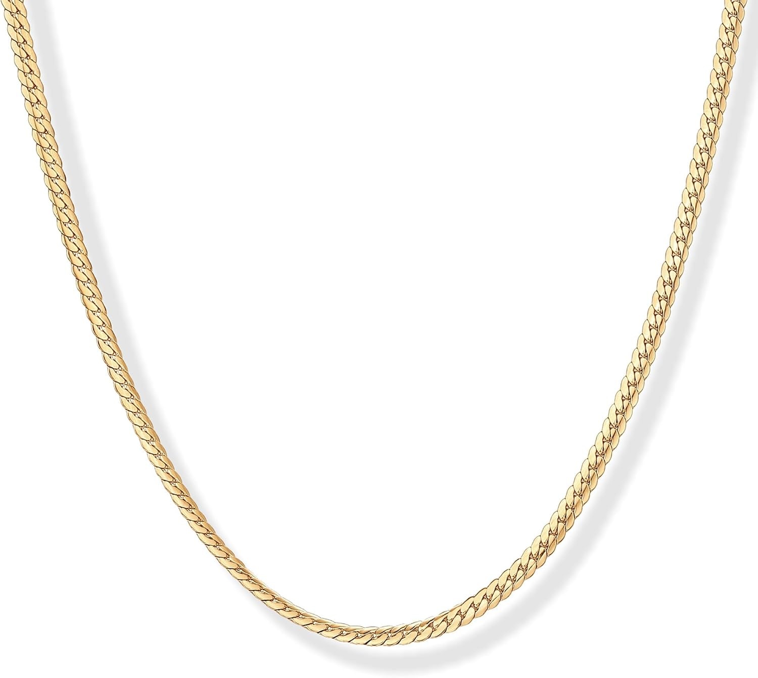 image:imagePAVOI Waterproof Chain Necklace for Women 14K Gold Plated Flat Curb Herringbone Snake Rope Figaro Cuban Link amp Paperclip Necklace Trendy Stainless Steel Chain Fashion JewelryYellow Gold