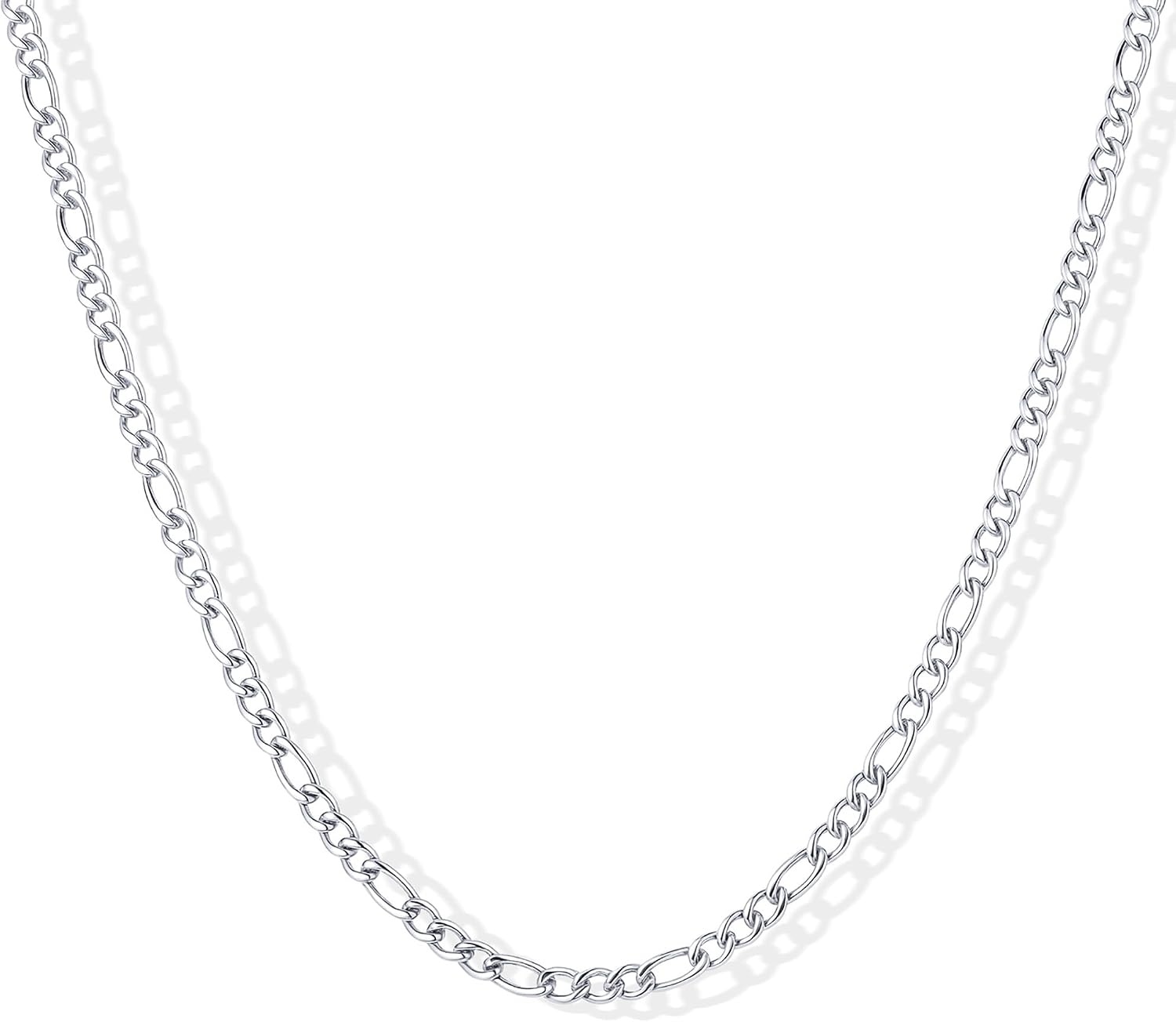 image:imagePAVOI Waterproof Chain Necklace for Women 14K Gold Plated Flat Curb Herringbone Snake Rope Figaro Cuban Link amp Paperclip Necklace Trendy Stainless Steel Chain Fashion JewelryWhite Gold