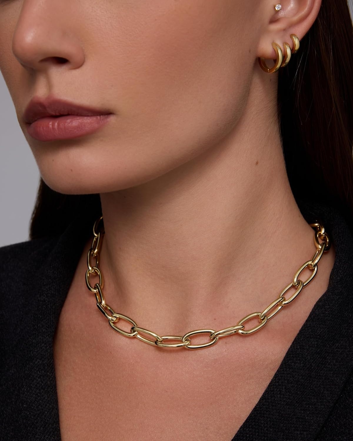image:imagePAVOI Waterproof Chain Necklace for Women 14K Gold Plated Flat Curb Herringbone Snake Rope Figaro Cuban Link amp Paperclip Necklace Trendy Stainless Steel Chain Fashion JewelryWhite Gold