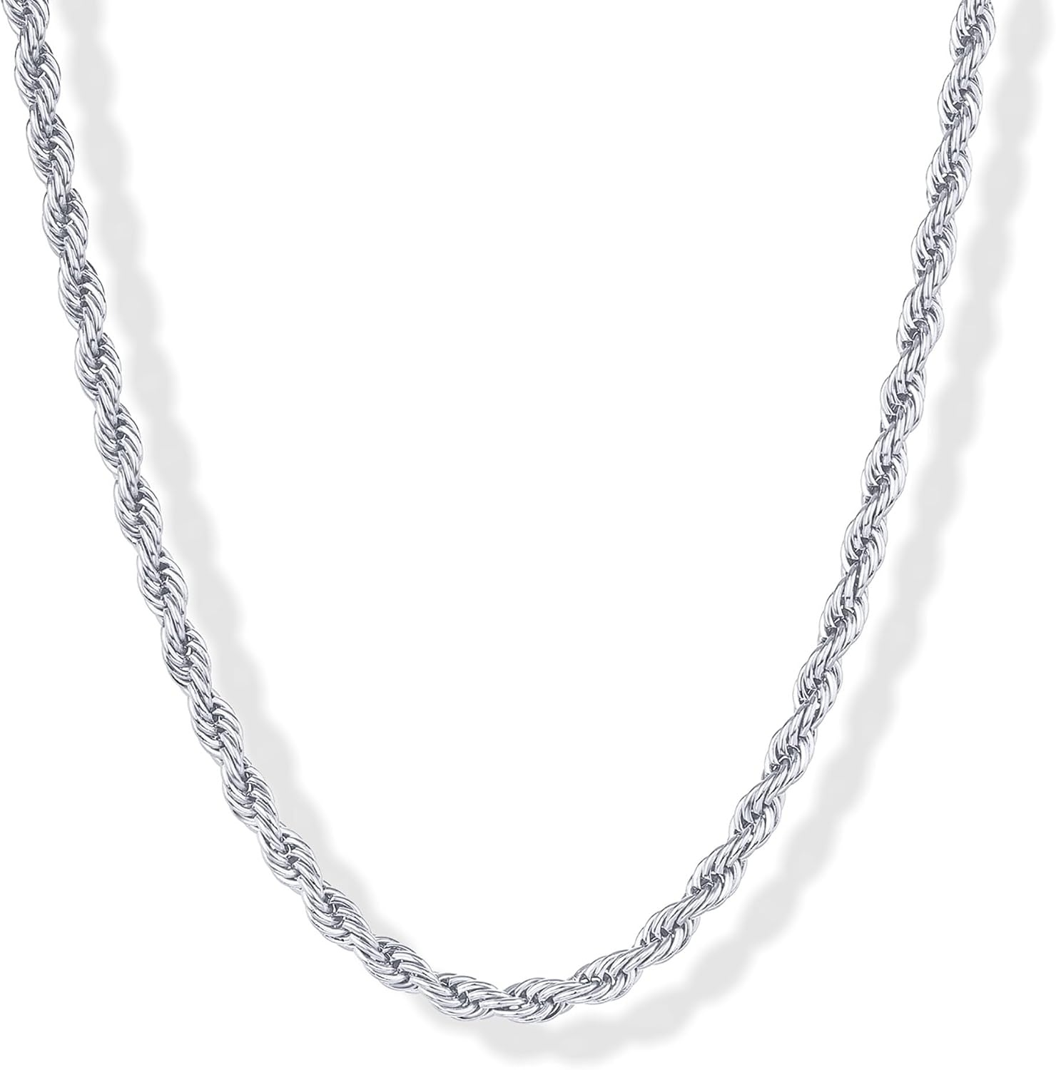 image:imagePAVOI Waterproof Chain Necklace for Women 14K Gold Plated Flat Curb Herringbone Snake Rope Figaro Cuban Link amp Paperclip Necklace Trendy Stainless Steel Chain Fashion JewelryWhite Gold