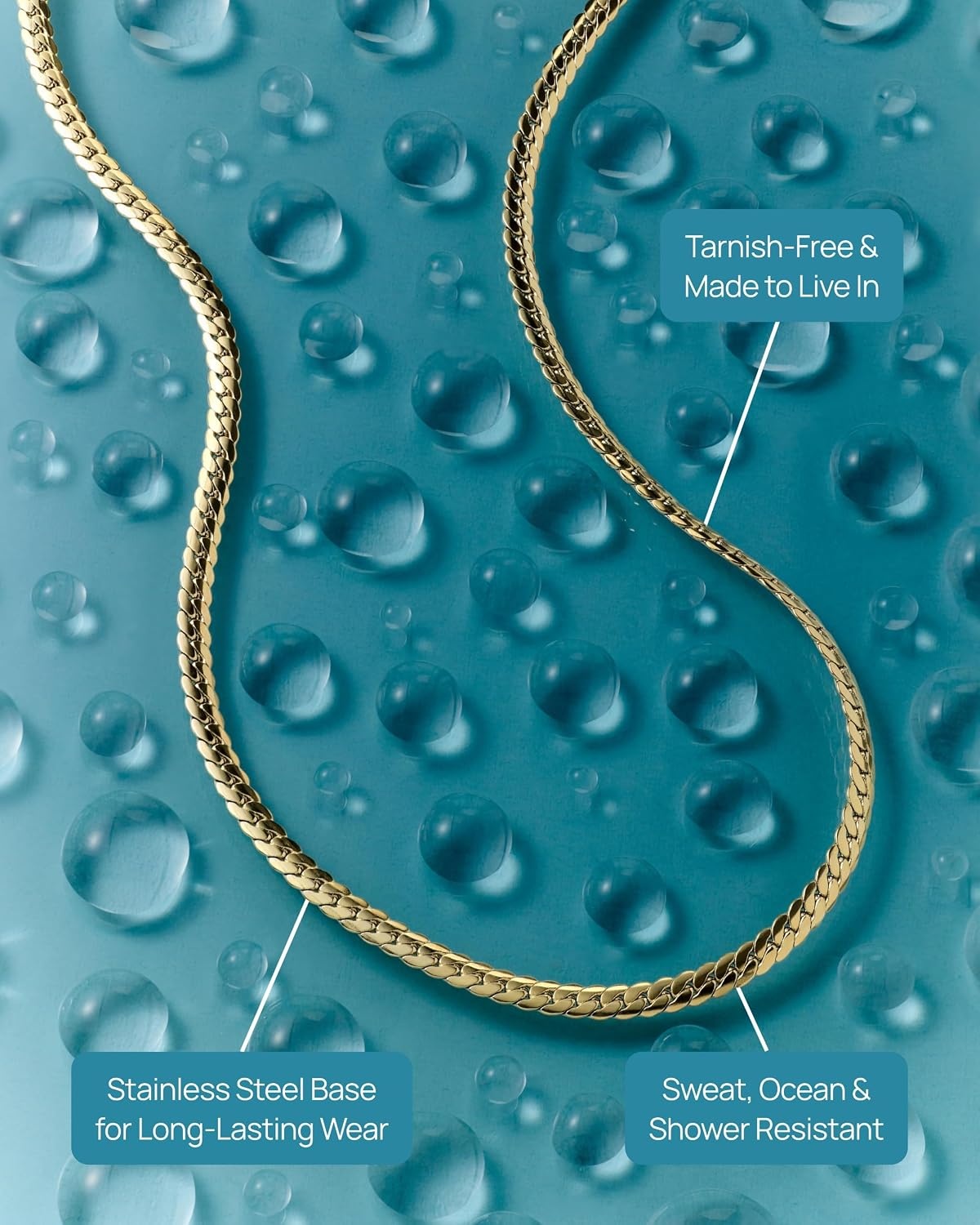 image:imagePAVOI Waterproof Chain Necklace for Women 14K Gold Plated Flat Curb Herringbone Snake Rope Figaro Cuban Link amp Paperclip Necklace Trendy Stainless Steel Chain Fashion JewelryYellow Gold