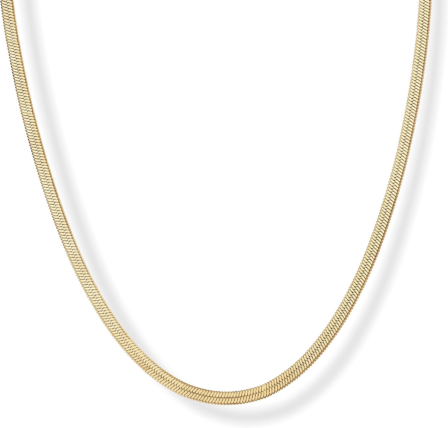 image:imagePAVOI Waterproof Chain Necklace for Women 14K Gold Plated Flat Curb Herringbone Snake Rope Figaro Cuban Link amp Paperclip Necklace Trendy Stainless Steel Chain Fashion JewelryYellow Gold