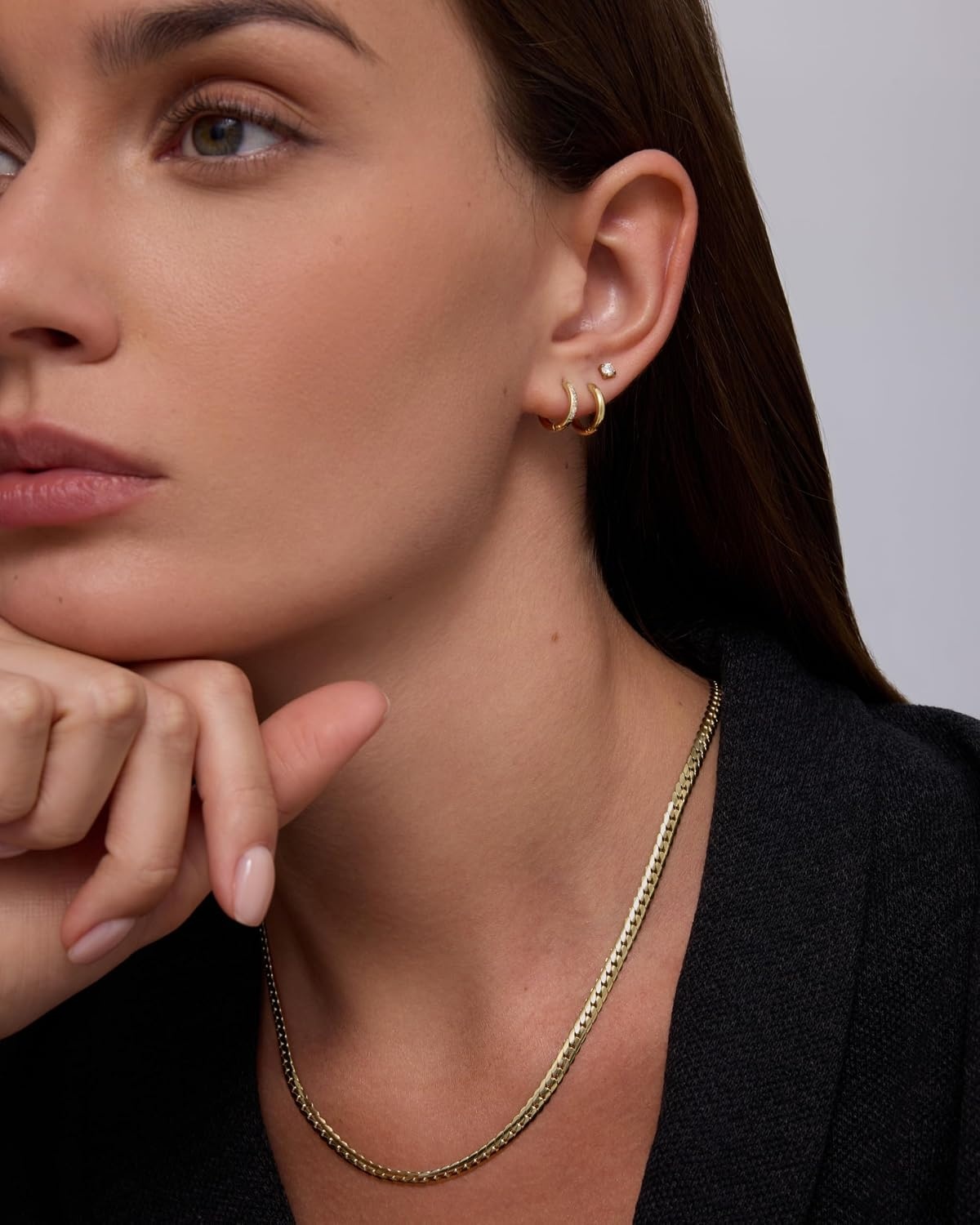image:imagePAVOI Waterproof Chain Necklace for Women 14K Gold Plated Flat Curb Herringbone Snake Rope Figaro Cuban Link amp Paperclip Necklace Trendy Stainless Steel Chain Fashion JewelryWhite Gold