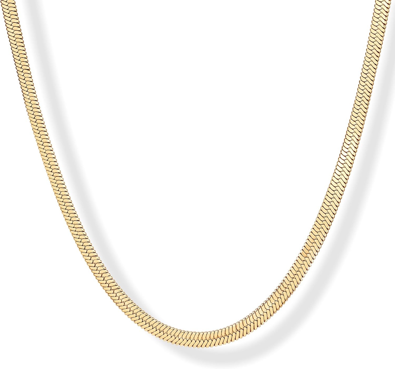 image:imagePAVOI Waterproof Chain Necklace for Women 14K Gold Plated Flat Curb Herringbone Snake Rope Figaro Cuban Link amp Paperclip Necklace Trendy Stainless Steel Chain Fashion JewelryYellow Gold