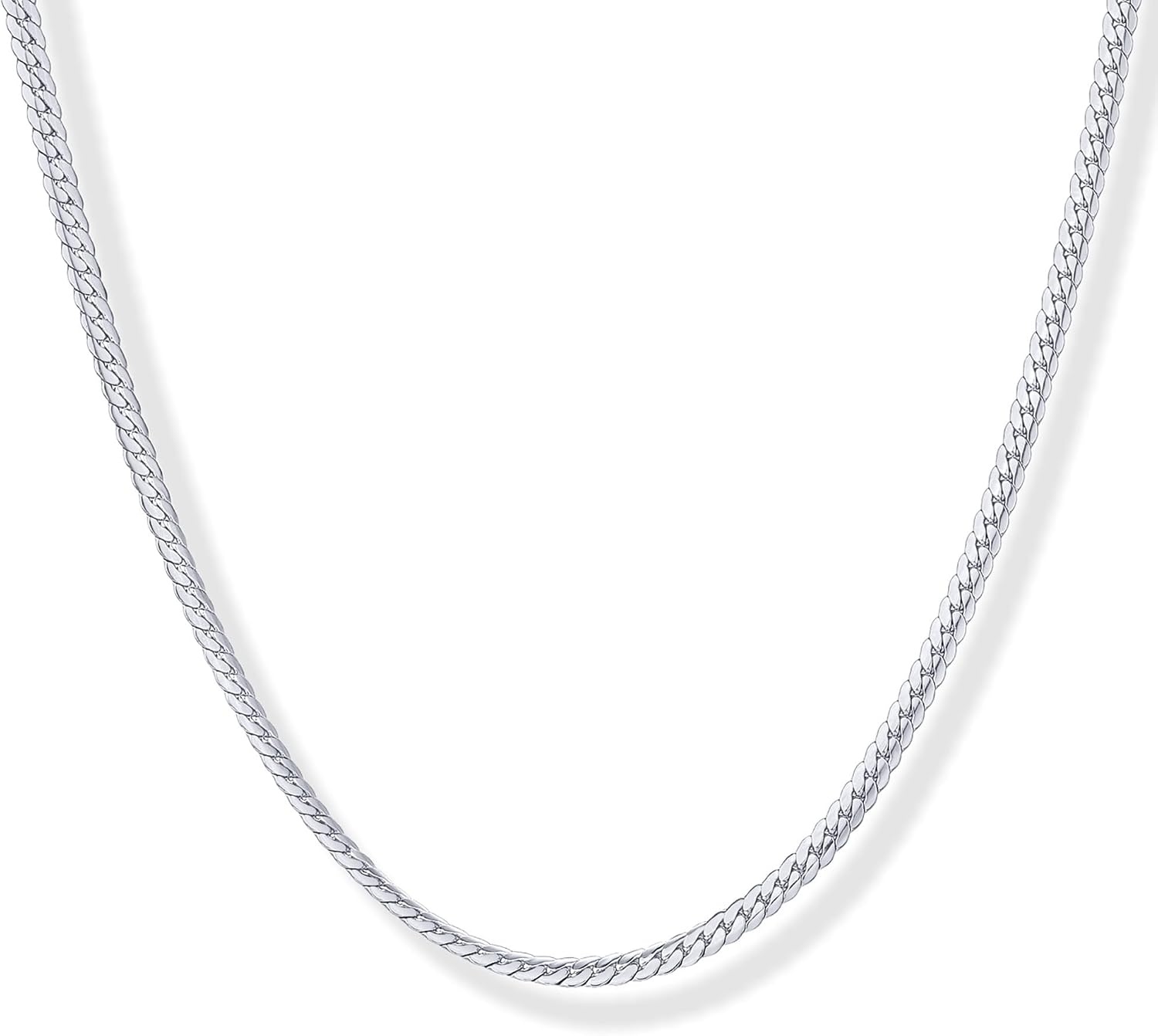 image:imagePAVOI Waterproof Chain Necklace for Women 14K Gold Plated Flat Curb Herringbone Snake Rope Figaro Cuban Link amp Paperclip Necklace Trendy Stainless Steel Chain Fashion JewelryWhite Gold