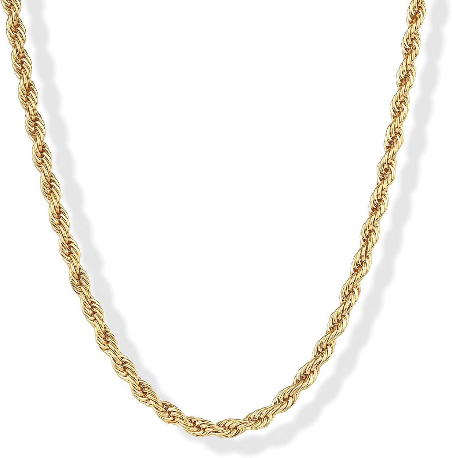 image:imagePAVOI Waterproof Chain Necklace for Women 14K Gold Plated Flat Curb Herringbone Snake Rope Figaro Cuban Link amp Paperclip Necklace Trendy Stainless Steel Chain Fashion JewelryYellow Gold