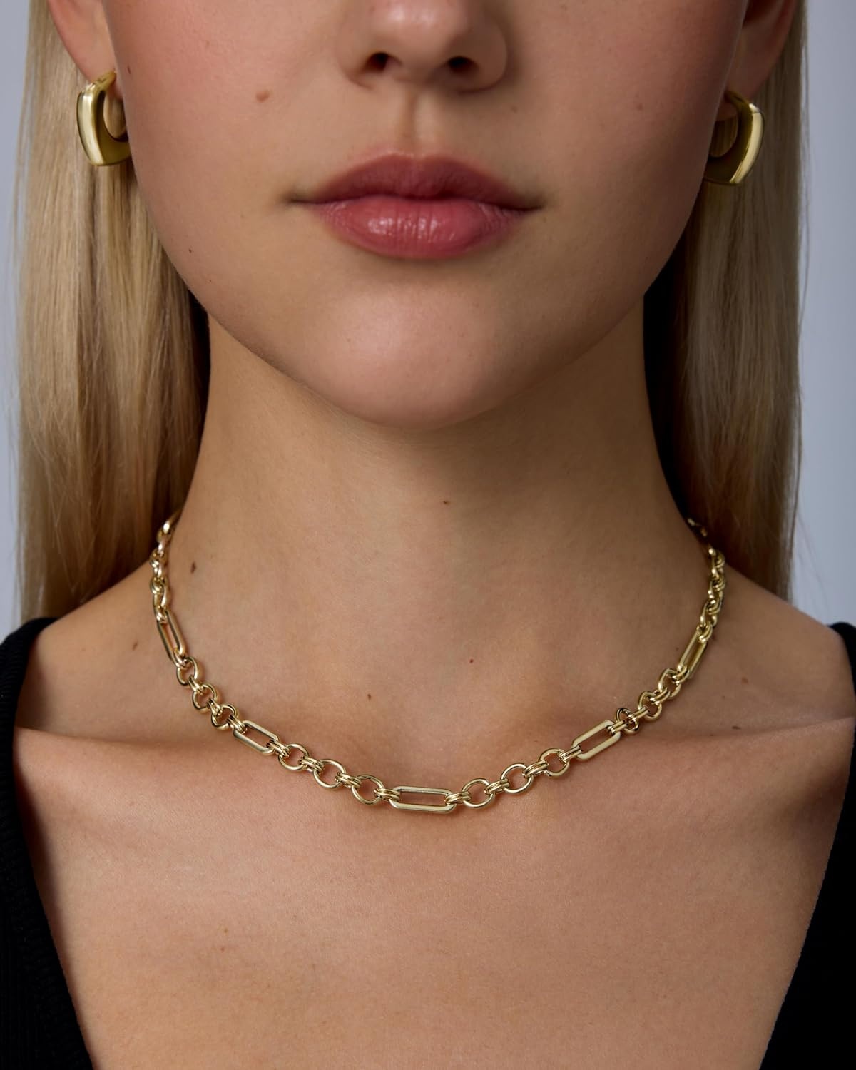 image:imagePAVOI Waterproof Chain Necklace for Women 14K Gold Plated Flat Curb Herringbone Snake Rope Figaro Cuban Link amp Paperclip Necklace Trendy Stainless Steel Chain Fashion JewelryWhite Gold