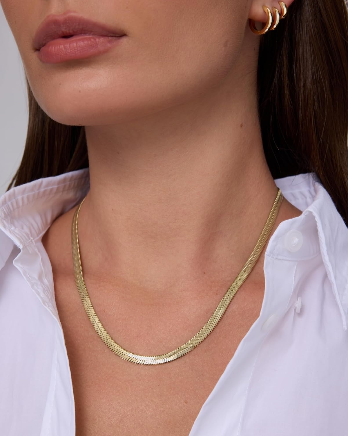 image:imagePAVOI Waterproof Chain Necklace for Women 14K Gold Plated Flat Curb Herringbone Snake Rope Figaro Cuban Link amp Paperclip Necklace Trendy Stainless Steel Chain Fashion JewelryYellow Gold