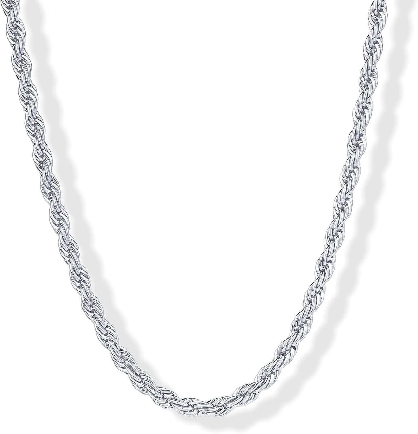 image:imagePAVOI Waterproof Chain Necklace for Women 14K Gold Plated Flat Curb Herringbone Snake Rope Figaro Cuban Link amp Paperclip Necklace Trendy Stainless Steel Chain Fashion JewelryWhite Gold