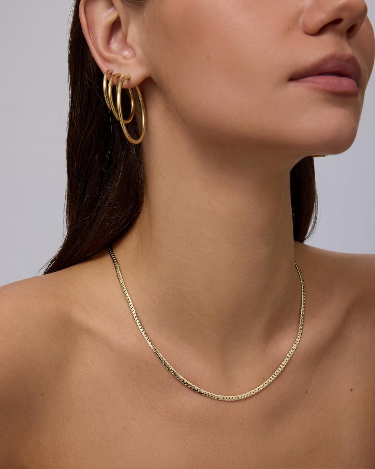 image:imagePAVOI Waterproof Chain Necklace for Women 14K Gold Plated Flat Curb Herringbone Snake Rope Figaro Cuban Link amp Paperclip Necklace Trendy Stainless Steel Chain Fashion JewelryYellow Gold