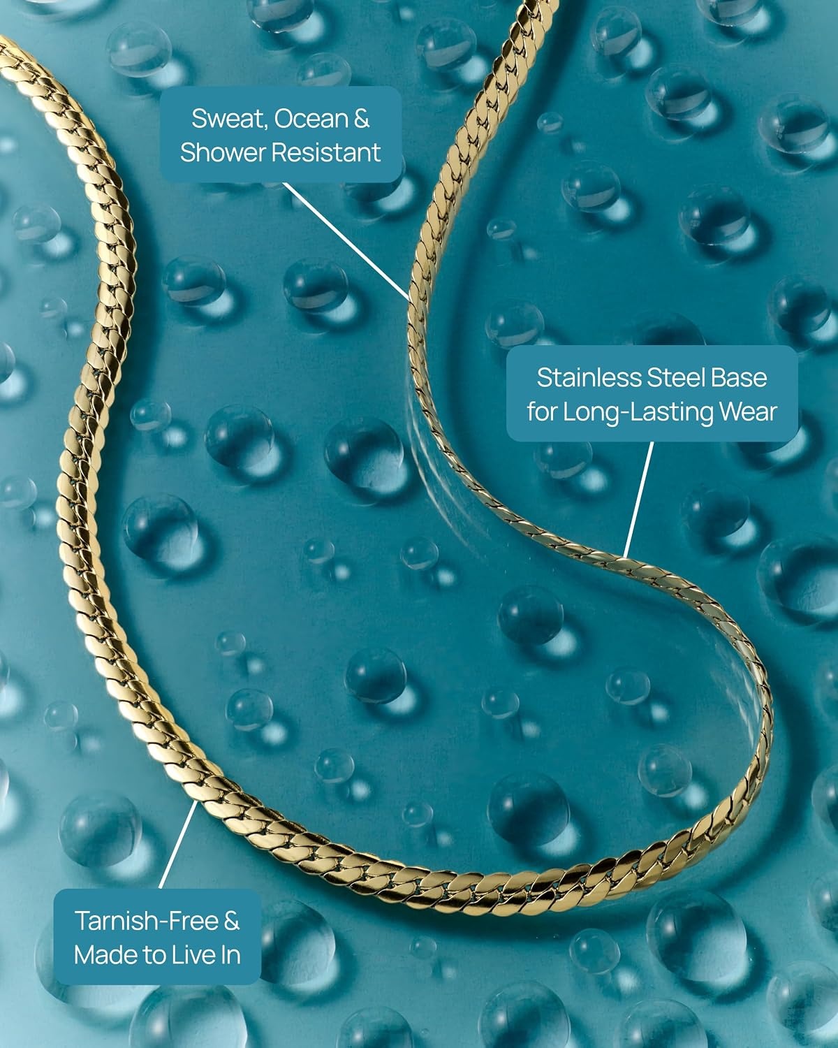 image:imagePAVOI Waterproof Chain Necklace for Women 14K Gold Plated Flat Curb Herringbone Snake Rope Figaro Cuban Link amp Paperclip Necklace Trendy Stainless Steel Chain Fashion JewelryYellow Gold