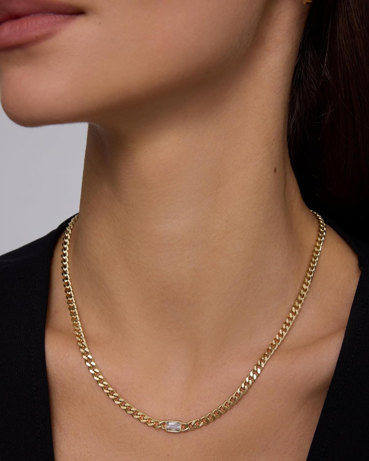 image:imagePAVOI Waterproof Chain Necklace for Women 14K Gold Plated Flat Curb Herringbone Snake Rope Figaro Cuban Link amp Paperclip Necklace Trendy Stainless Steel Chain Fashion JewelryYellow Gold
