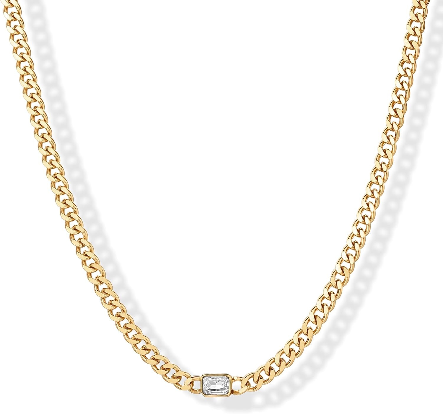 image:imagePAVOI Waterproof Chain Necklace for Women 14K Gold Plated Flat Curb Herringbone Snake Rope Figaro Cuban Link amp Paperclip Necklace Trendy Stainless Steel Chain Fashion JewelryYellow Gold