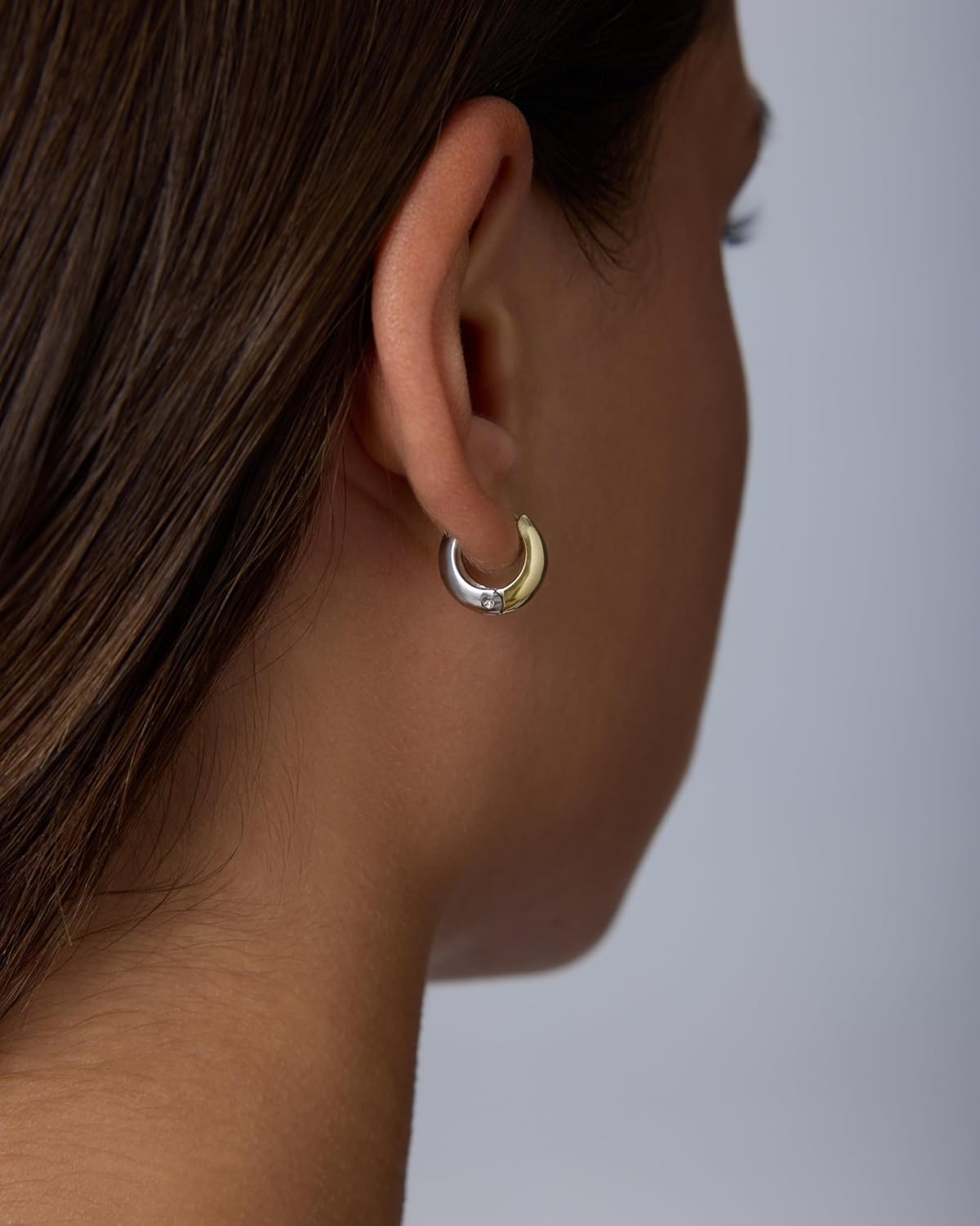 image:imagePAVOI Waterproof Reversible Chunky Hoop Earrings with Mixed Metals 14K Gold Plated Thick Two Tone Hoop Earrings Two Ways Stainless Steel Hypoallergenic Statement Jewelry12 Millimeters
