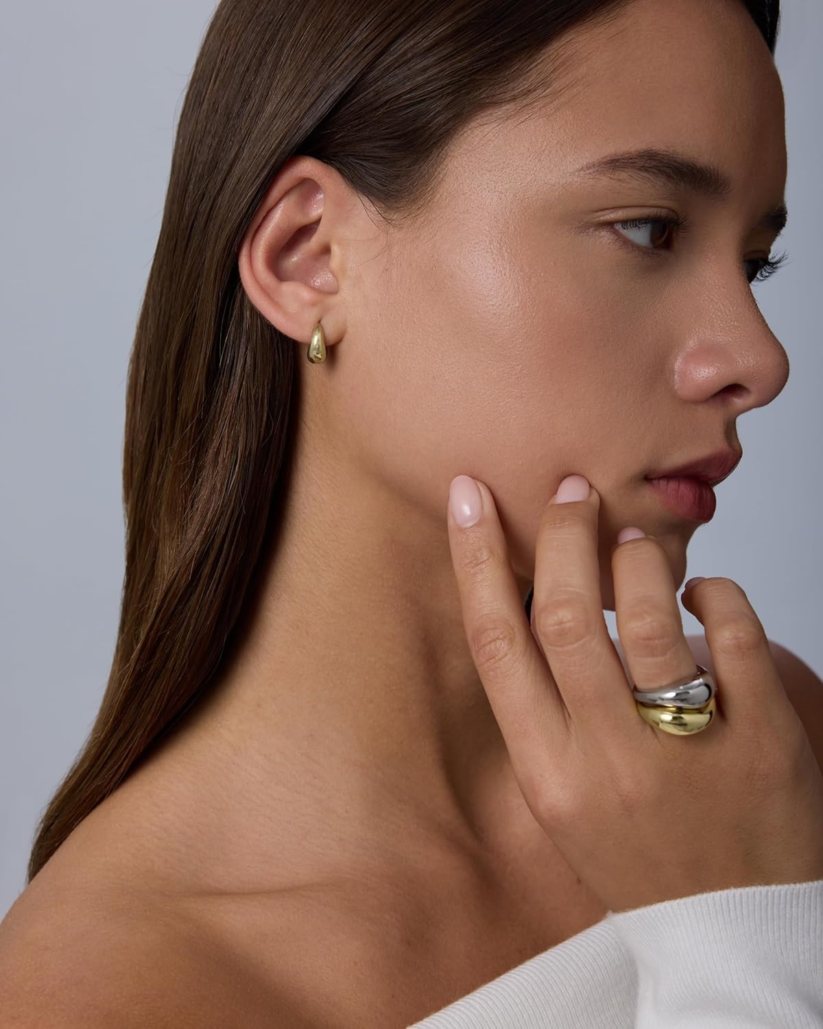 image:imagePAVOI Waterproof Reversible Chunky Hoop Earrings with Mixed Metals 14K Gold Plated Thick Two Tone Hoop Earrings Two Ways Stainless Steel Hypoallergenic Statement Jewelry12 Millimeters