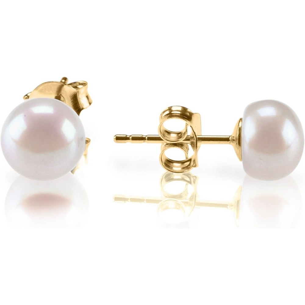 image:imagePAVOI 14K Gold Plated 925 Sterling Silver AAA Quality Handpicked Freshwater Cultured Stud Pearl Earrings Trendy Hypoallergenic JewelryYellow Gold