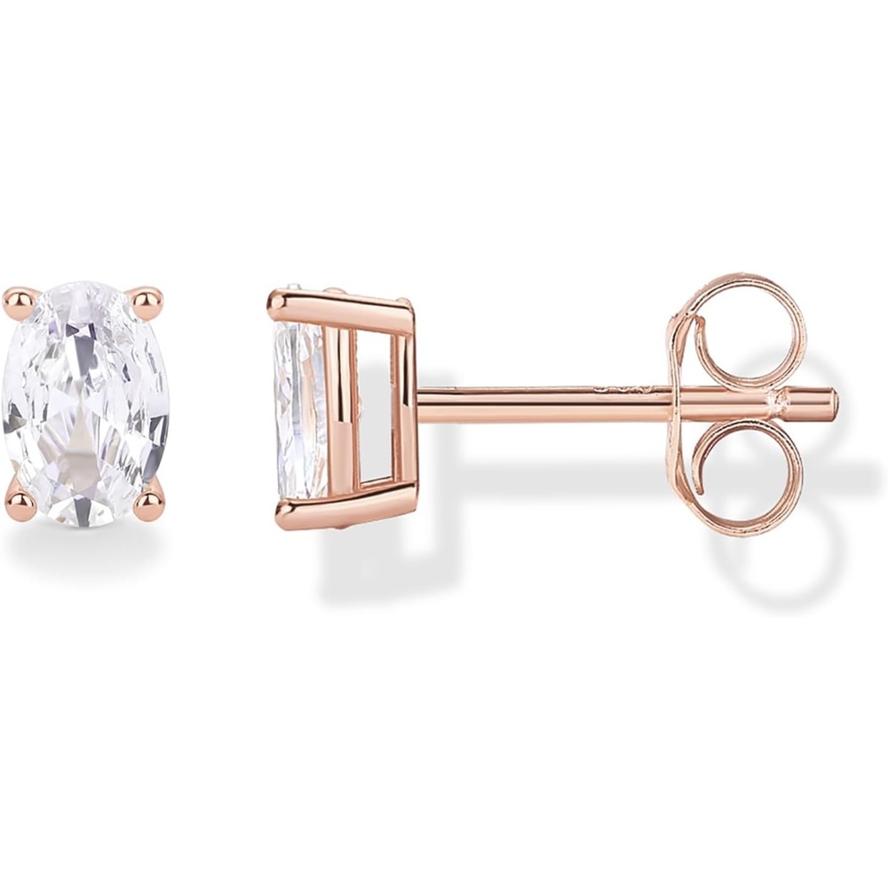 image:imagePAVOI 14K Gold Plated 925 Sterling Silver Cubic Zirconia Stud Earrings for Women Simulated Diamond CZ EarringsRose Gold