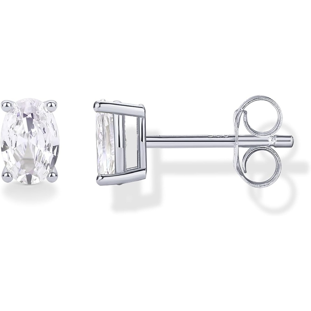 image:imagePAVOI 14K Gold Plated 925 Sterling Silver Cubic Zirconia Stud Earrings for Women Simulated Diamond CZ EarringsWhite Gold