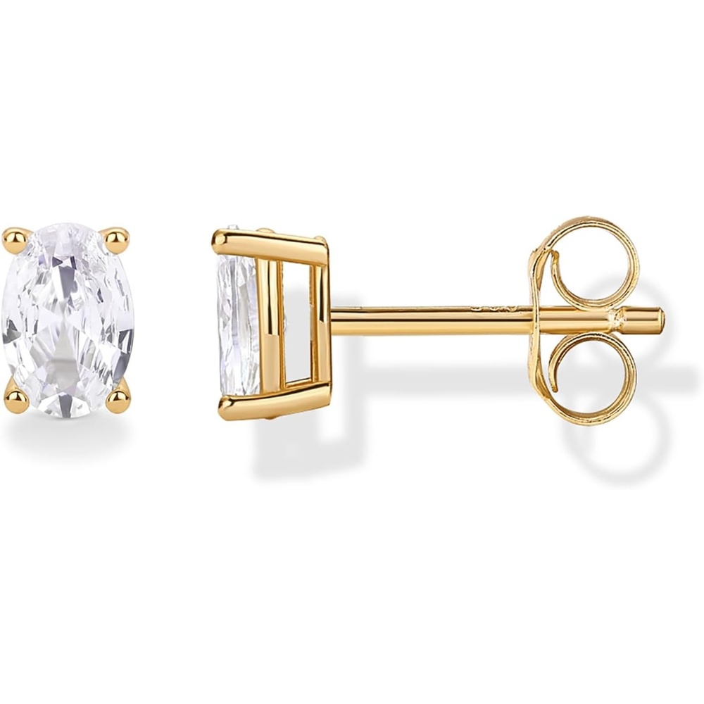 image:imagePAVOI 14K Gold Plated 925 Sterling Silver Cubic Zirconia Stud Earrings for Women Simulated Diamond CZ EarringsYellow Gold