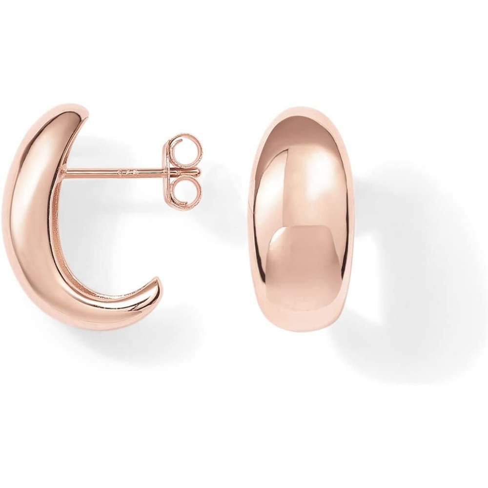 image:imagePAVOI 14K Gold Plated 925 Sterling Silver Post Huggie Earrings Gold Dome Huggie Hoop Earrings for WomenRose Gold