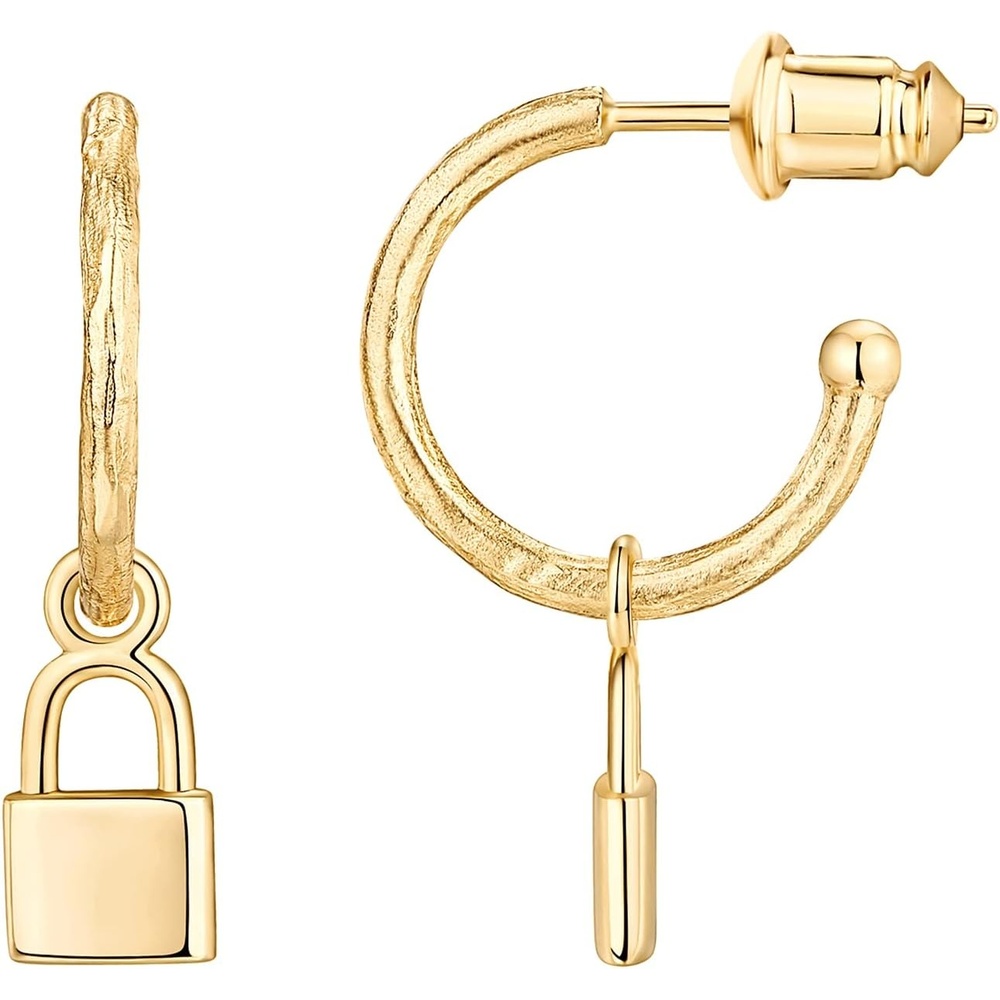 image:imagePAVOI 14K Gold Plated 925 Sterling Silver Post Huggie With Dangle Small Hoop Earrings For Women Trendy Dangle Hoop EarringsYellow Gold