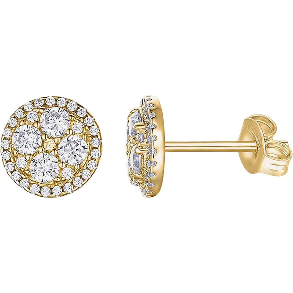 image:imagePAVOI 14K Gold Plated 925 Sterling Silver Post Stud Earrings for Women Pave CZ Mini Disc Gold Earrings for WomenYellow Gold