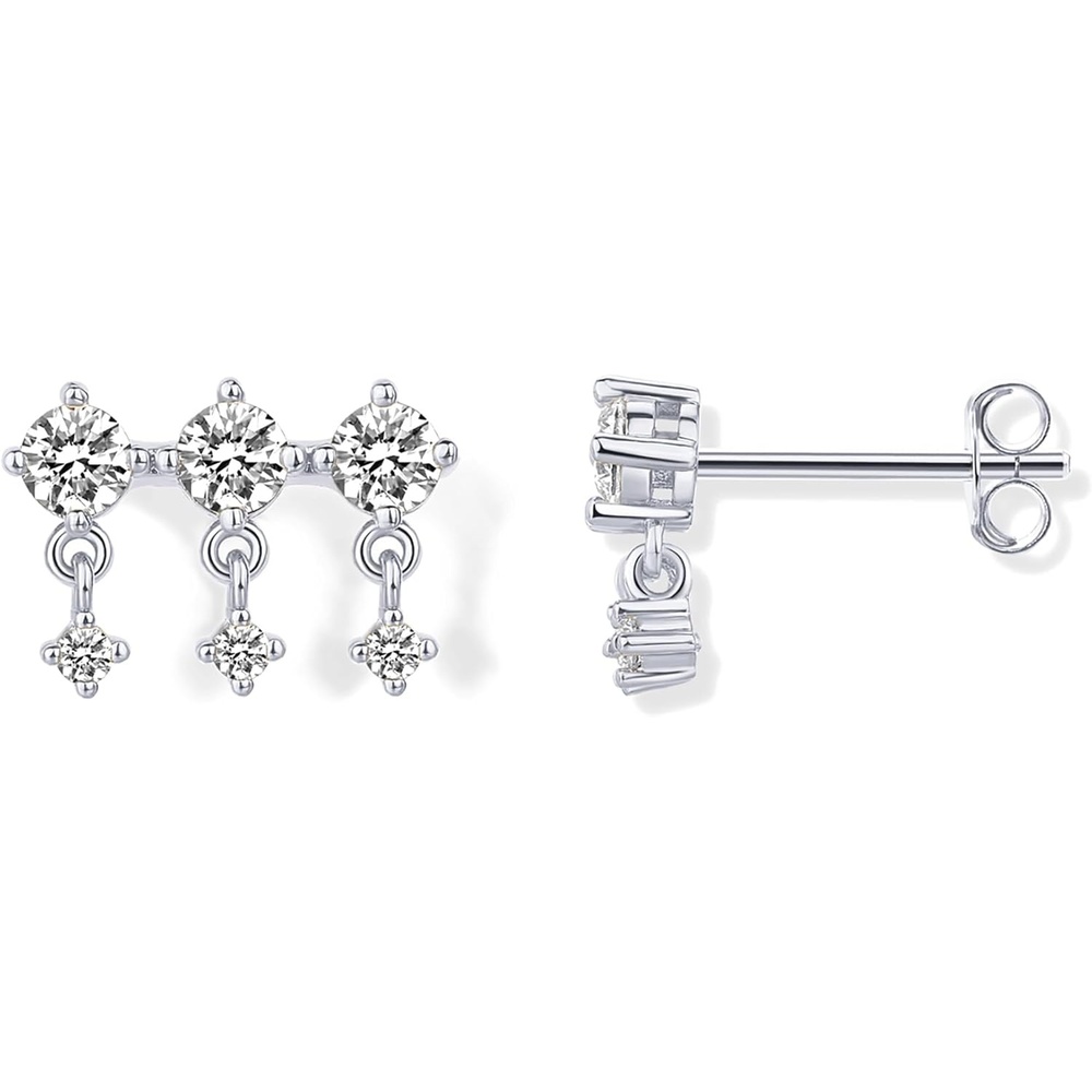 image:imagePAVOI 14K Gold Plated 925 Sterling Silver Posts Drop Dangle Cubic Zirconia Stud Earrings for Women Gold Statement Gradient Crawler Studs EarringUniform