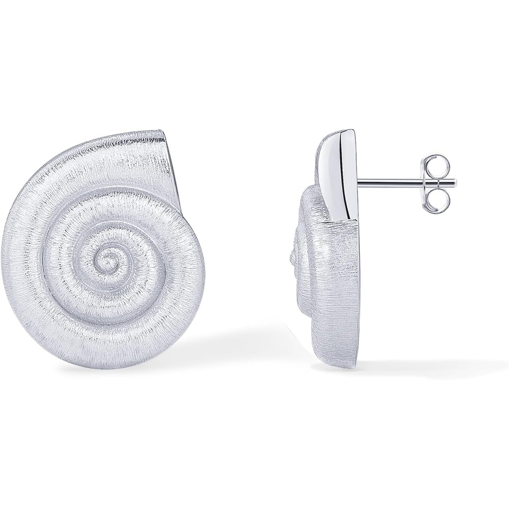 image:imagePAVOI 14K Gold Plated 925 Sterling Silver Posts Seashell Statement Earrings for Women Cubic Zirconia Reconstructed Baroque Freshwater Pearl Stud Earring Brushed Textured Conch Chunky EarringsChunky Seashell