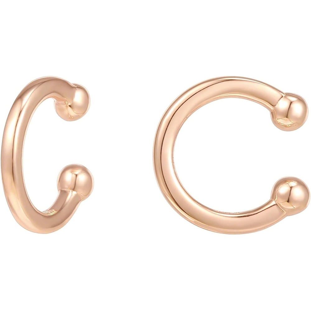 image:imagePAVOI 14K Gold Plated 925 Sterling Silver Round Huggie Ear Cuff Earrings for Women Clip On Cartilage Cuff EarringsRose Gold